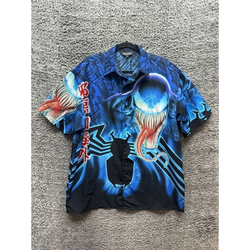 Vintage 2000 Changes Venom Marvel All-Over Print Button-Up Shirt Mens Size‎ M